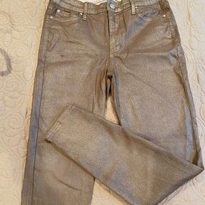 Rose gold metallic jeans